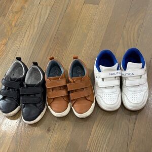 Cat & Jack nautica velcro toddler boy 10 Brown Black white Kids' Sneakers euc